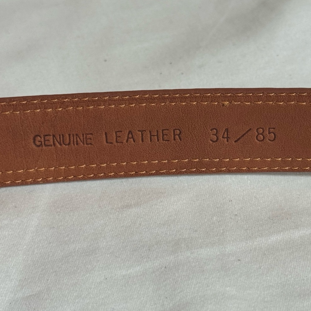Preppy Men's Belt Genuine Leather and Maroon Fabric Thin Size 34 - Picture 4 of 6